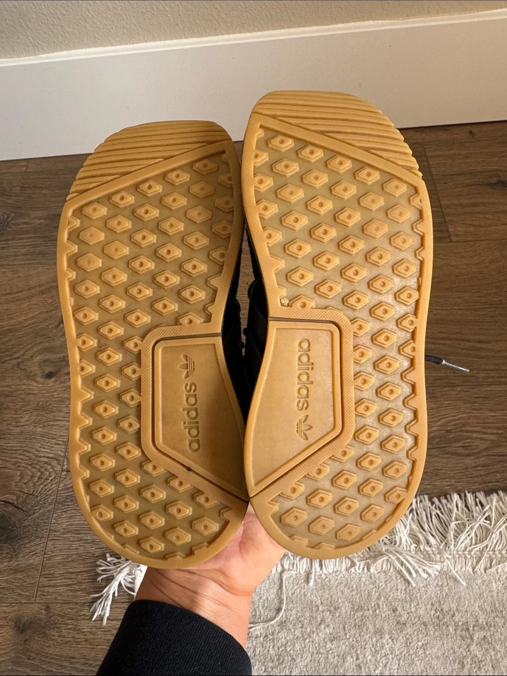 adidas Kids Black Sneakers with Gum Sole 11